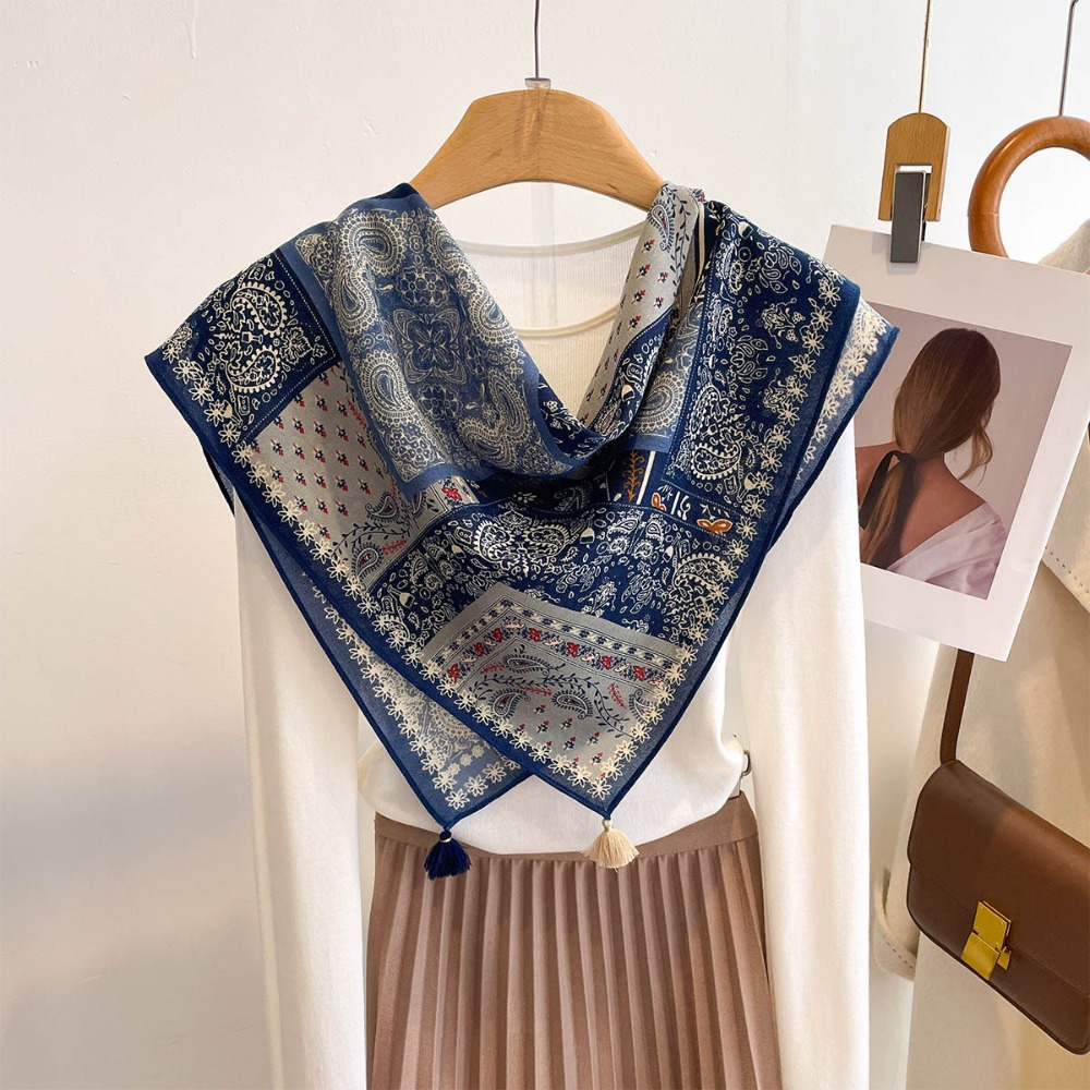 Écharpe à pompons carrée pour  - Bandana Cotton avis et prix