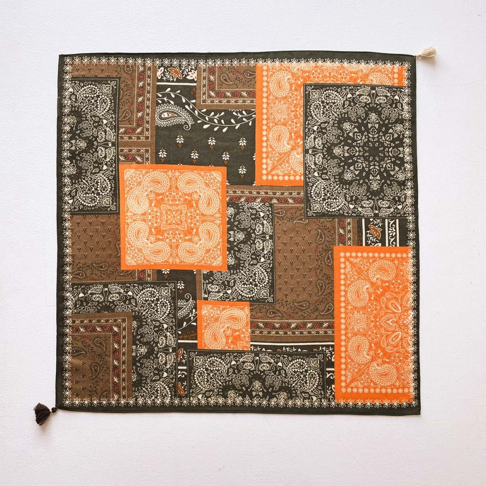 Écharpe à pompons carrée pour  - Bandana Cotton avis et prix