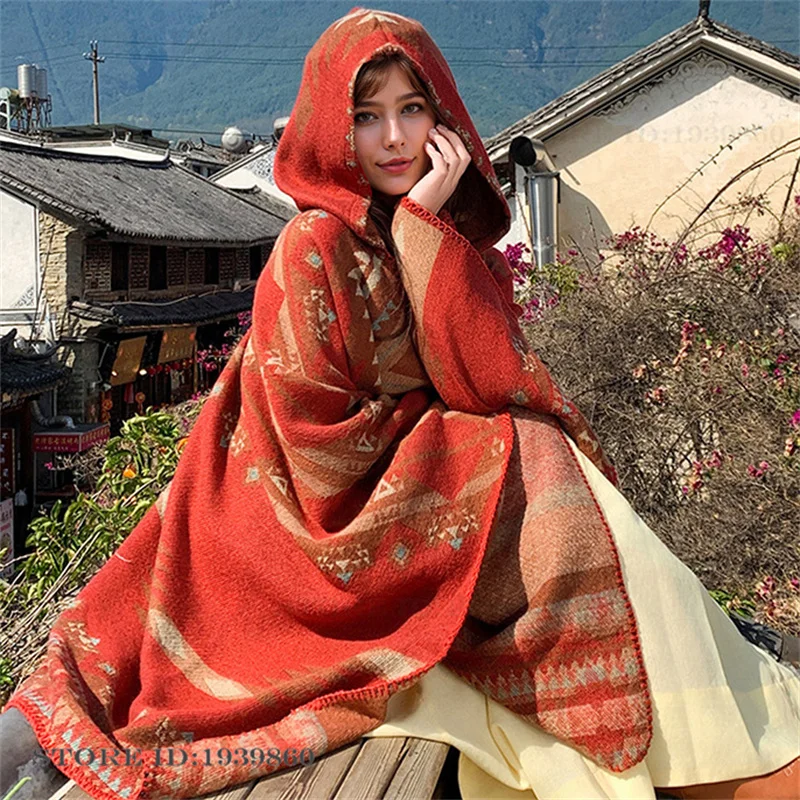 Nouvelle Cape Chaudes et Impri - Woven Scarf Blanket avis et prix